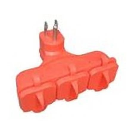 Orange 3 Way Indoor Outdoor Electrical Outlet Adapter with Weatherproof Covers (30)